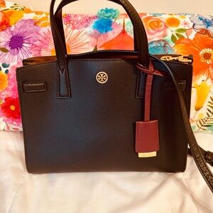 Tory Burch Small Walker Black Leather satchel/crossbody/tote